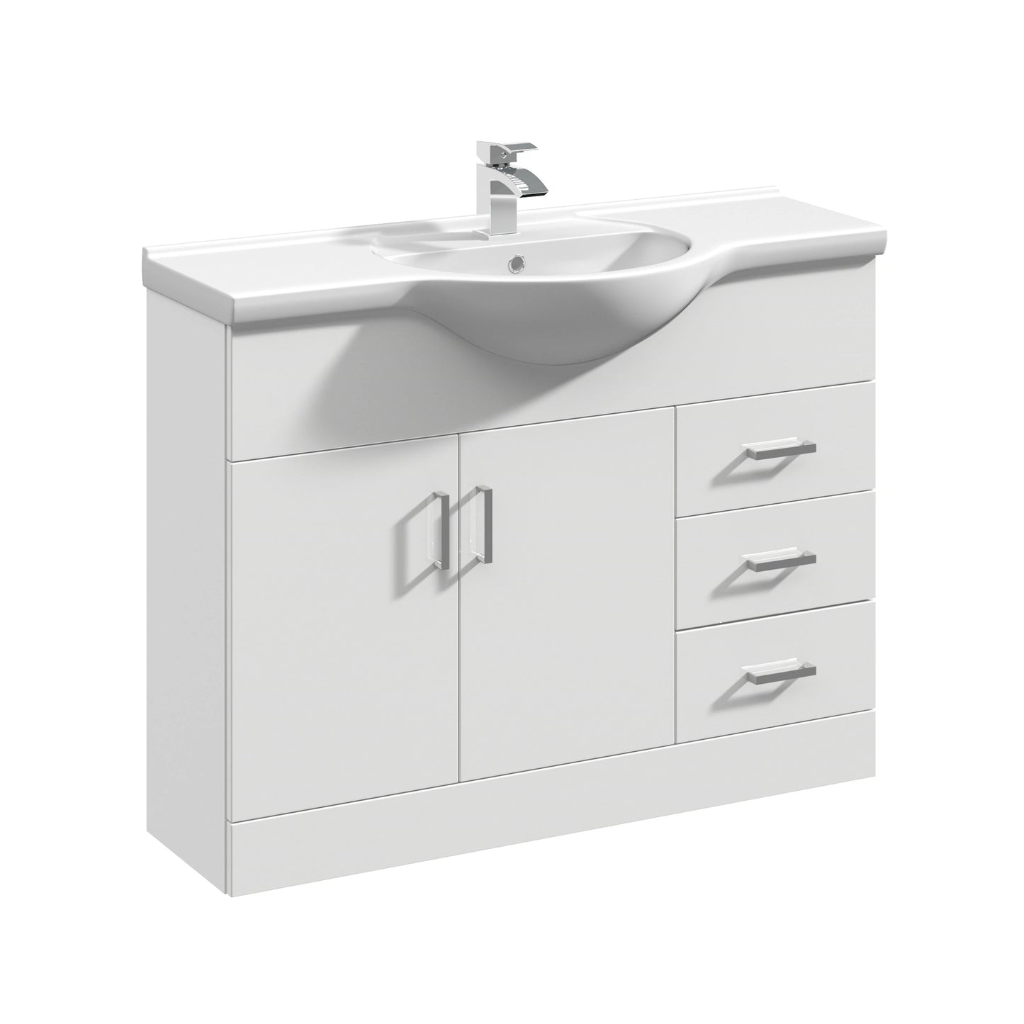 Mayford Floor Standing 2-Door and 3-Drawer Basin Sink Vanity Unit