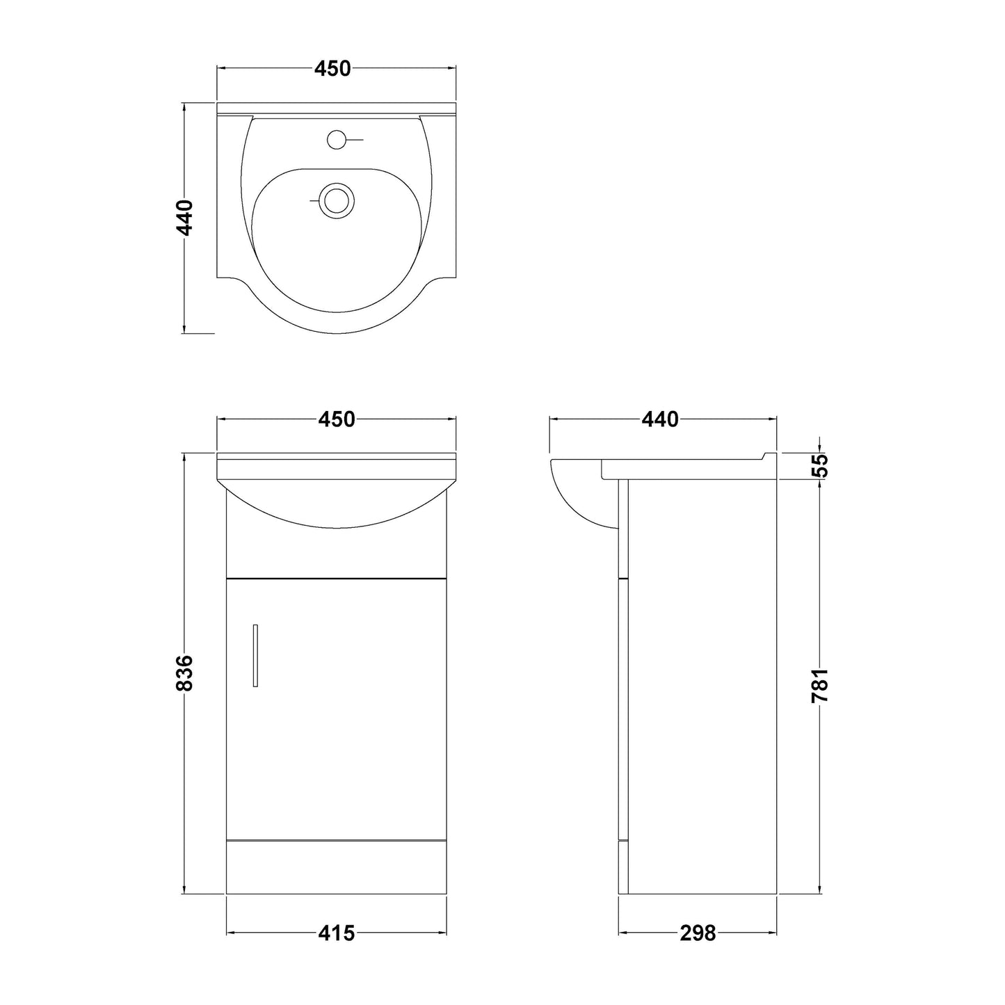 Mayford Floor Standing Single Door Basin Sink Vanity Unit