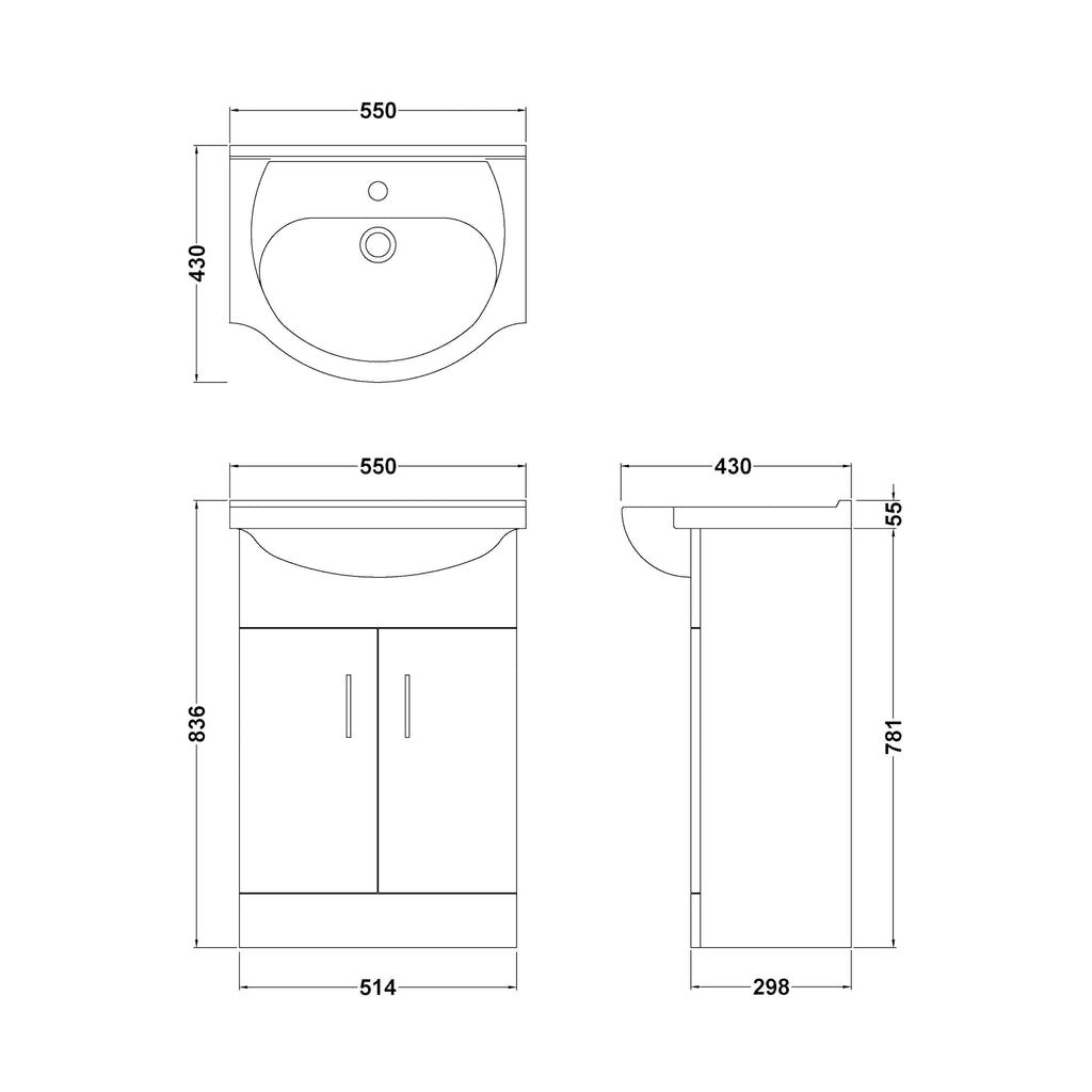 Mayford Floor Standing Two Door Basin Sink Vanity Unit
