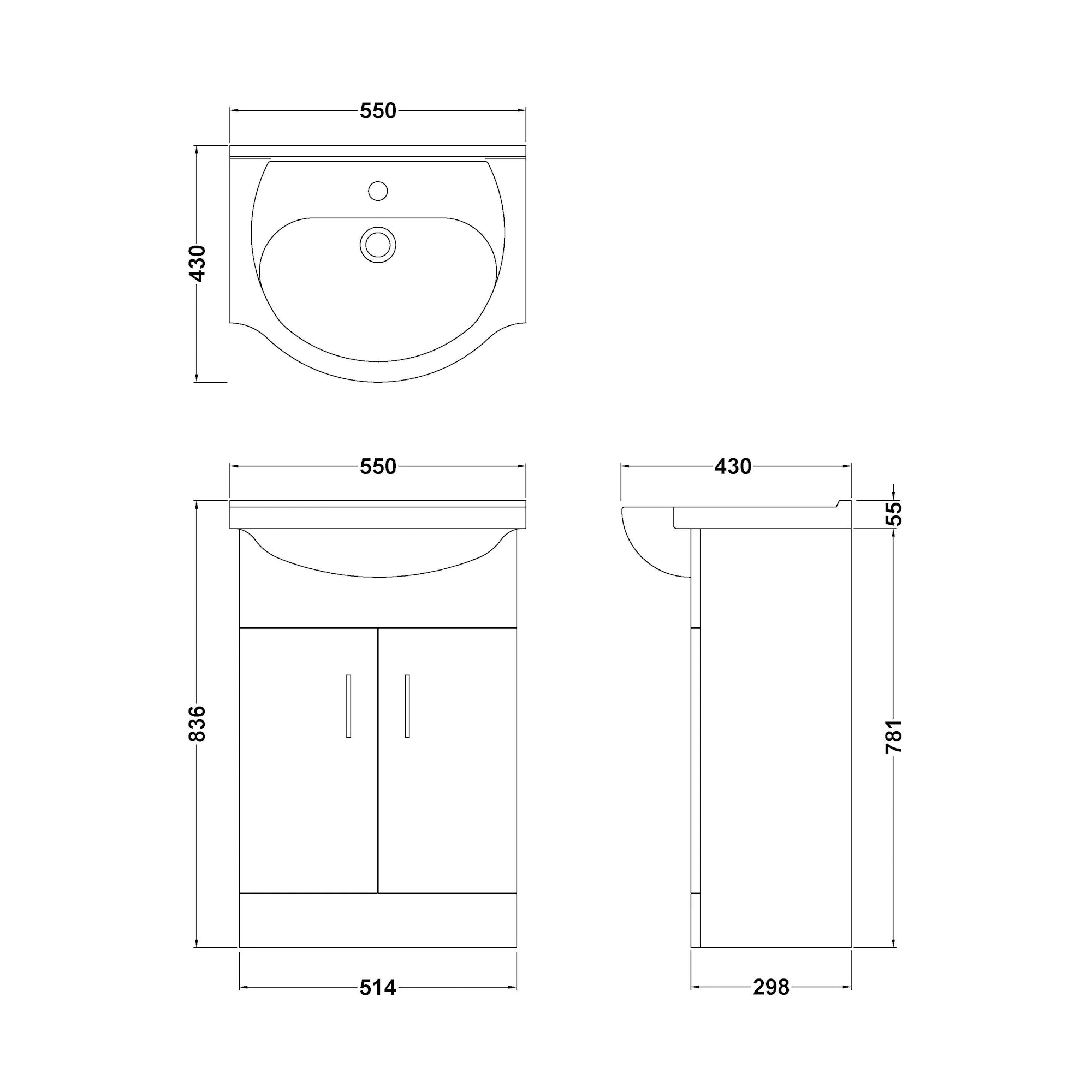 Mayford Floor Standing Two Door Basin Sink Vanity Unit