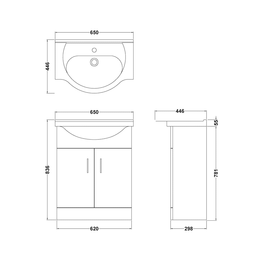 Mayford Floor Standing Two Door Basin Sink Vanity Unit