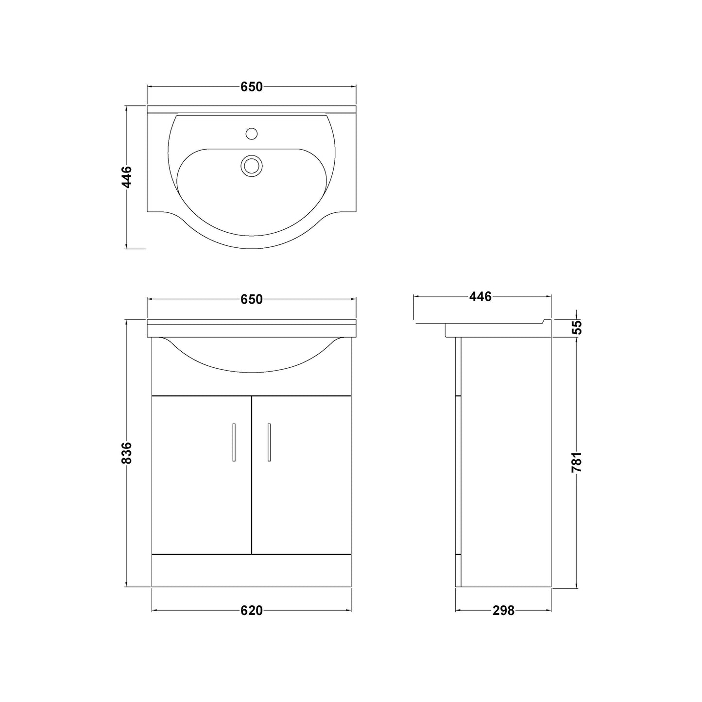 Mayford Floor Standing Two Door Basin Sink Vanity Unit