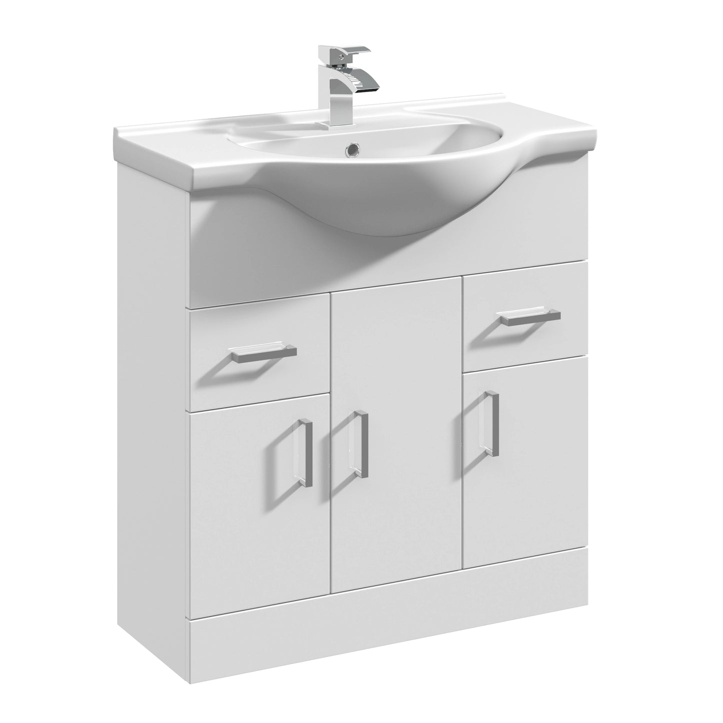 Mayford Floor Standing 3-Door and 2-Drawer Basin Sink Vanity Unit