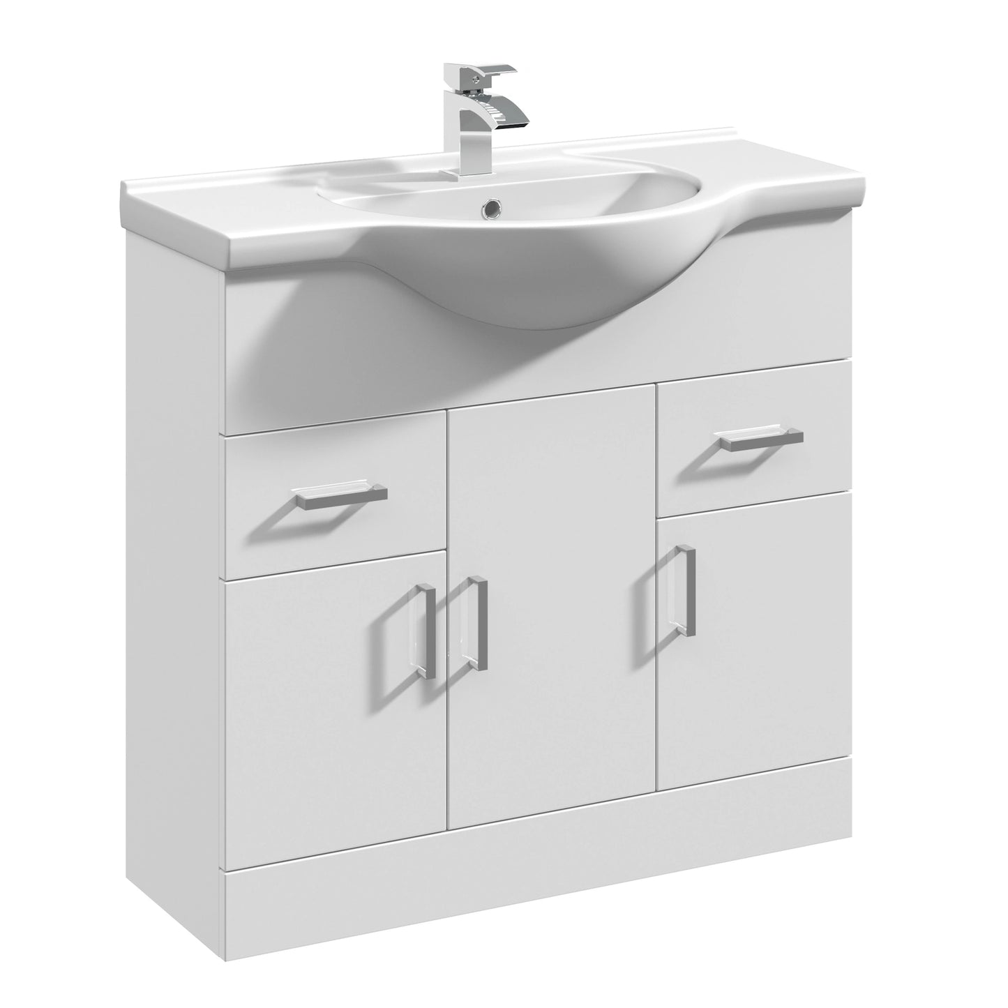 Mayford Floor Standing 3-Door and 2-Drawer Basin Sink Vanity Unit