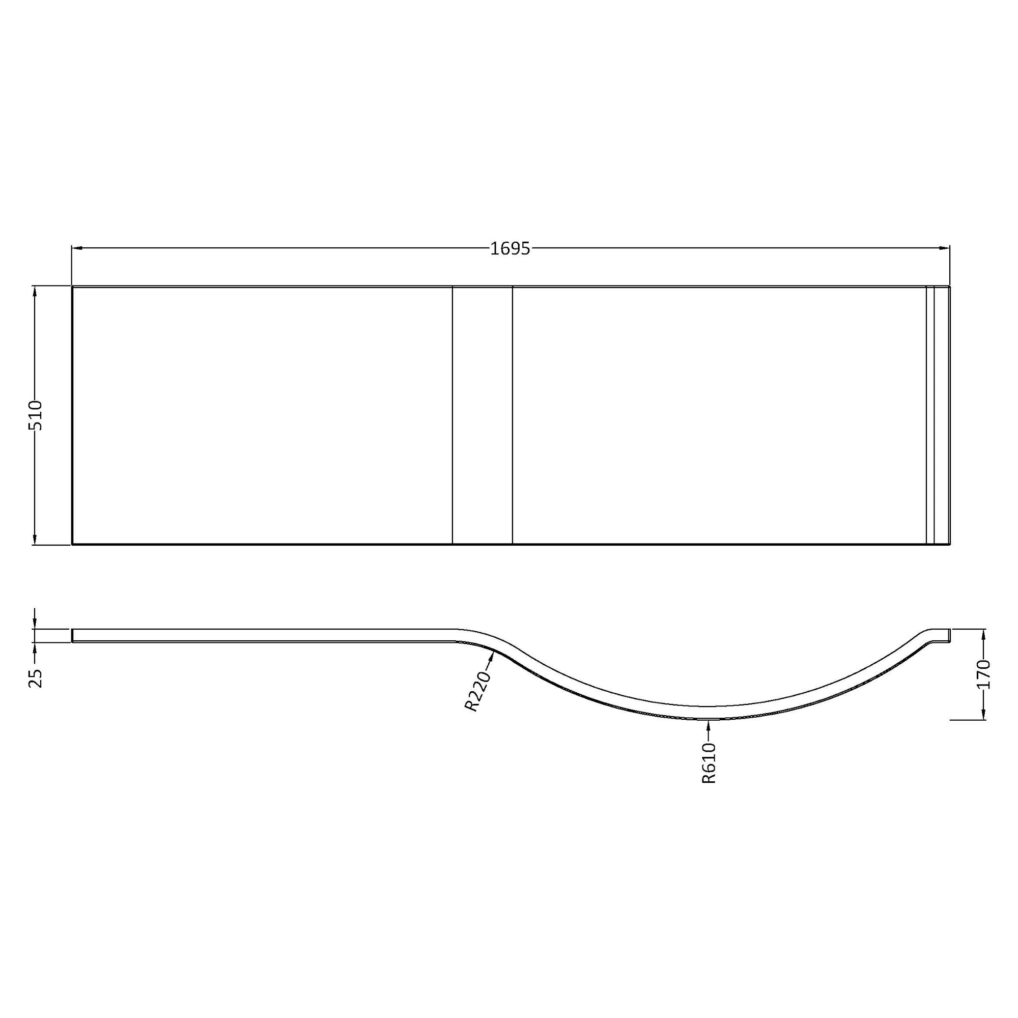 Nuie Waterproof White P-Shape Shower Bath Front Panel