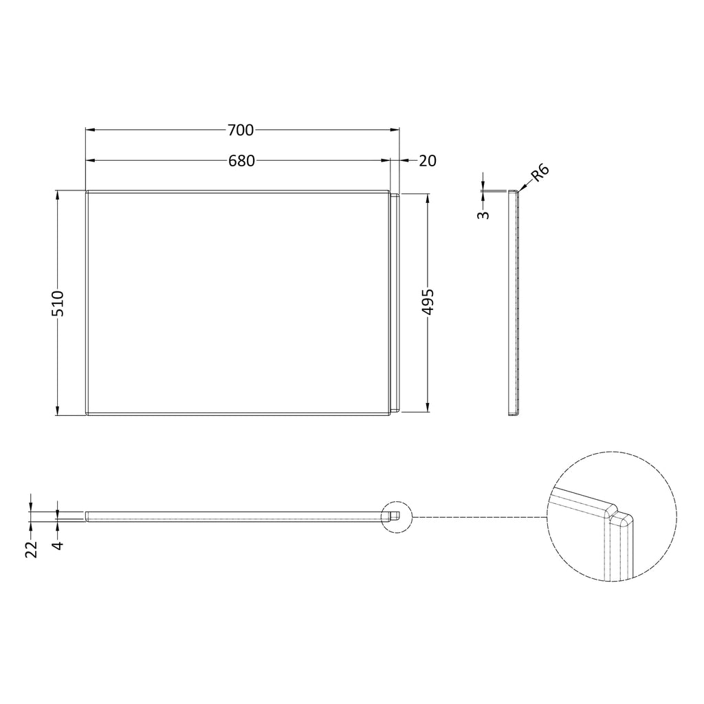 Nuie Waterproof White P-Shape Shower Bath End Panel