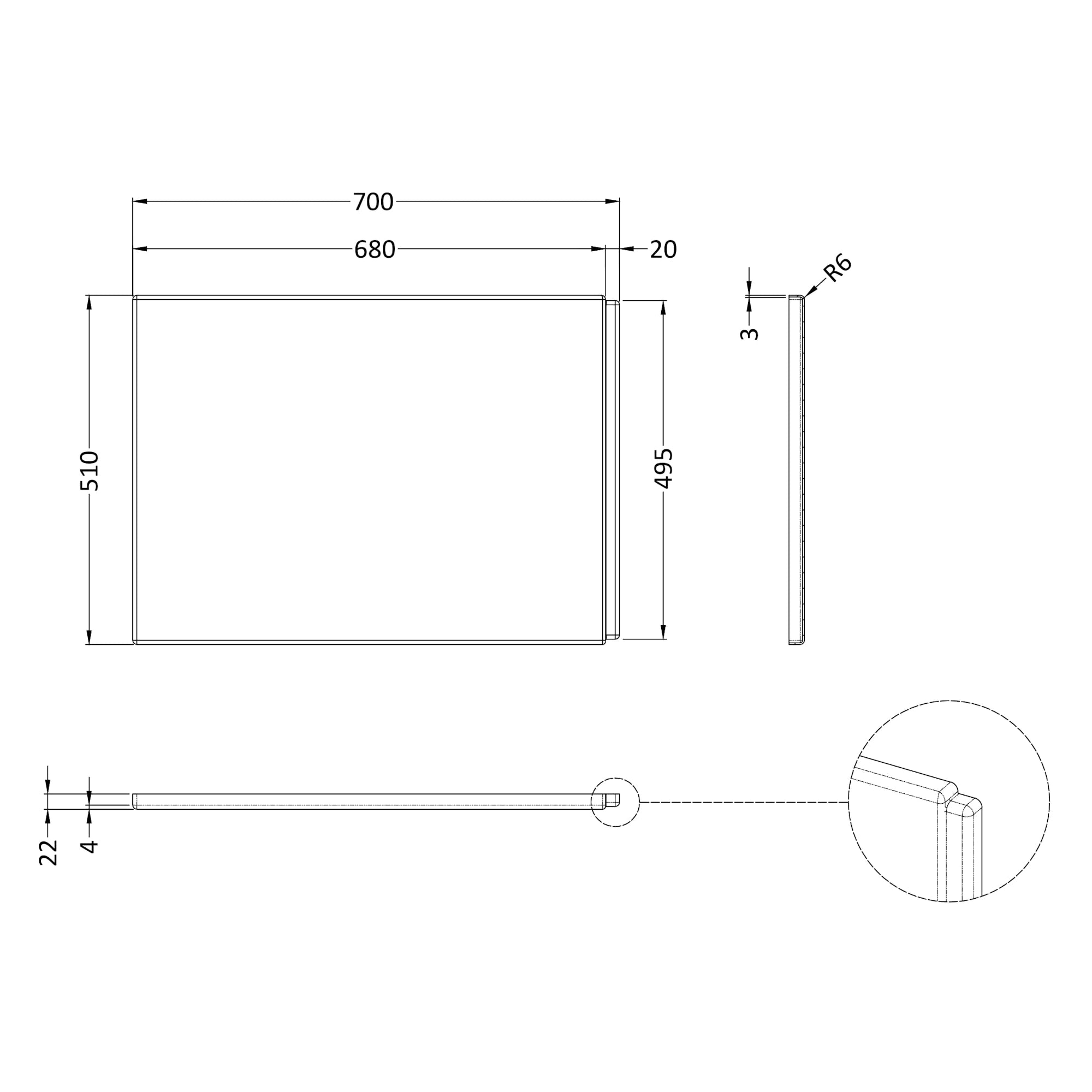 Nuie Waterproof White P-Shape Shower Bath End Panel