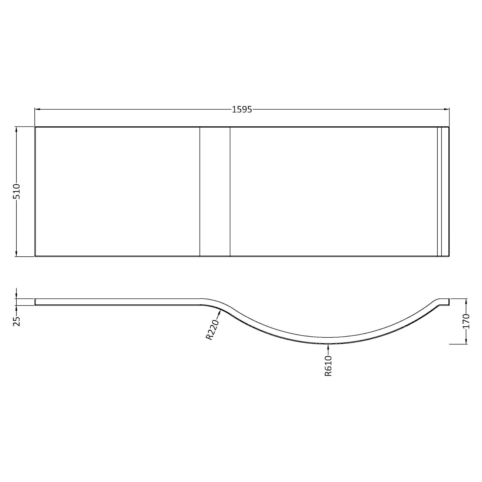 Nuie Waterproof White P-Shape Shower Bath Front Panel