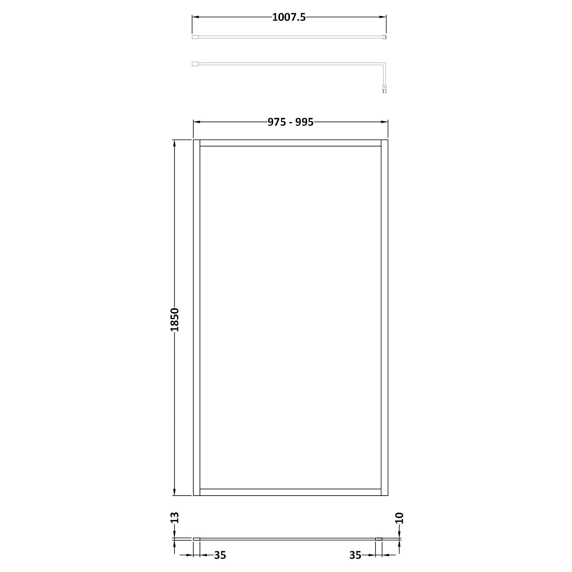 Nuie Full Outer Frame Wetroom Screen with Support Bar