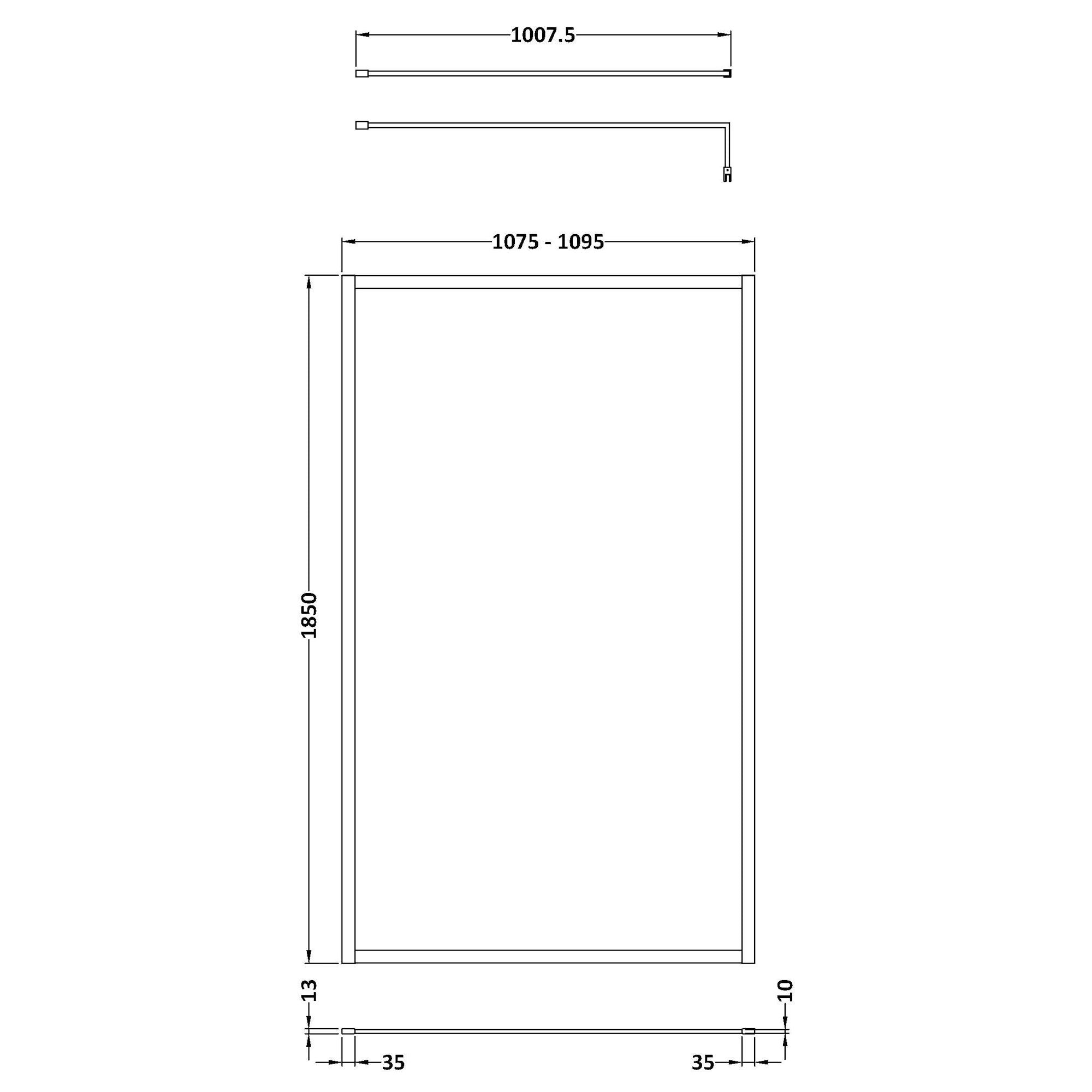 Nuie Full Outer Frame Wetroom Screen with Support Bar