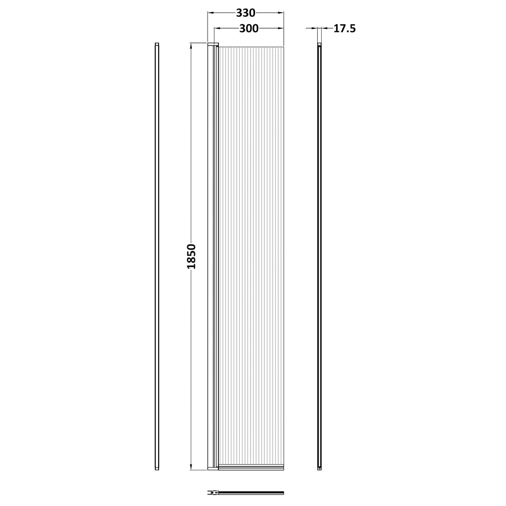 Nuie Fluted Wetroom Deco Hinged Flipper Screen 300mm
