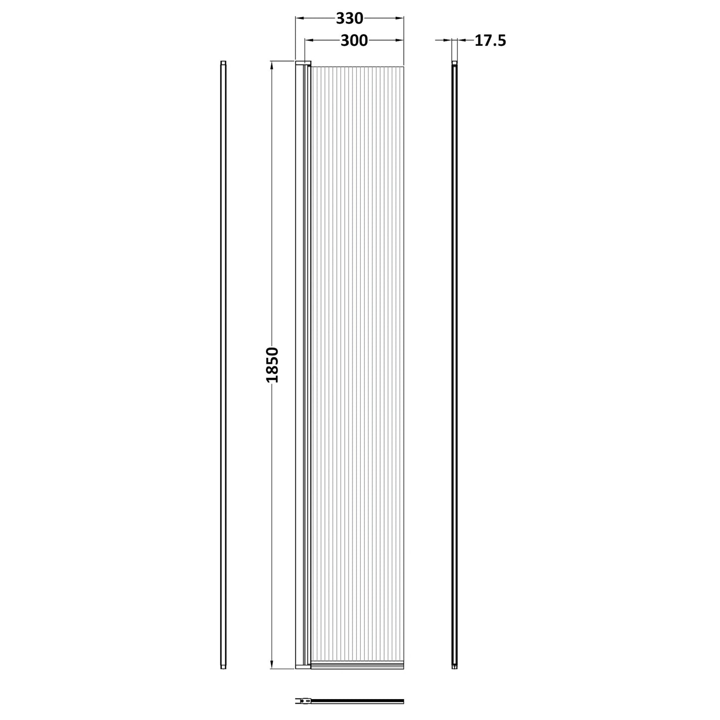 Nuie Fluted Wetroom Deco Hinged Flipper Screen 300mm