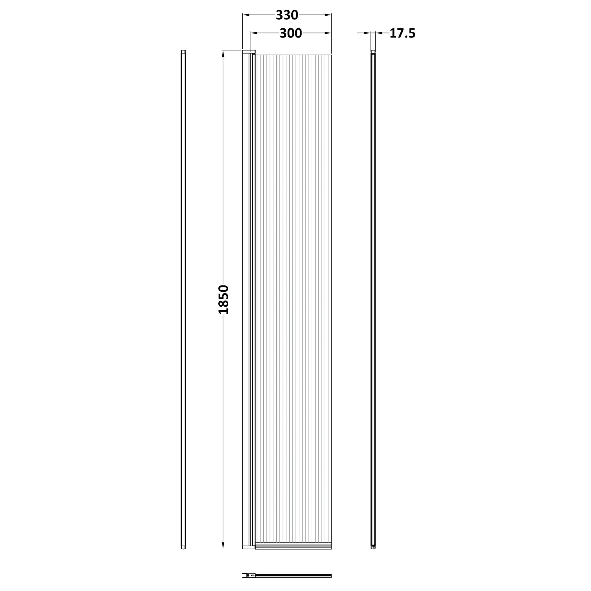 Nuie Fluted Wetroom Deco Hinged Flipper Screen 300mm