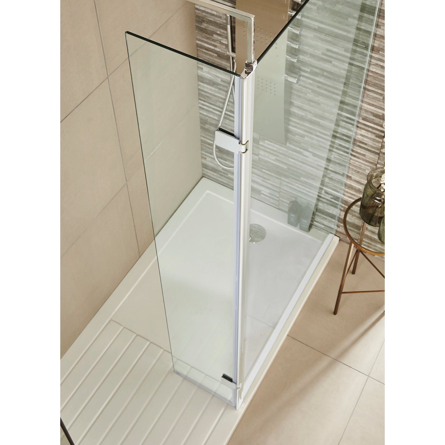 Nuie Wetroom Frameless Hinged Swing Screen 300mm