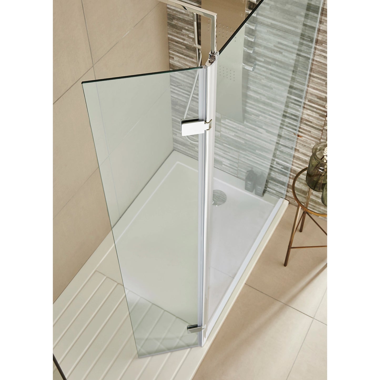 Nuie Wetroom Frameless Hinged Swing Screen 300mm