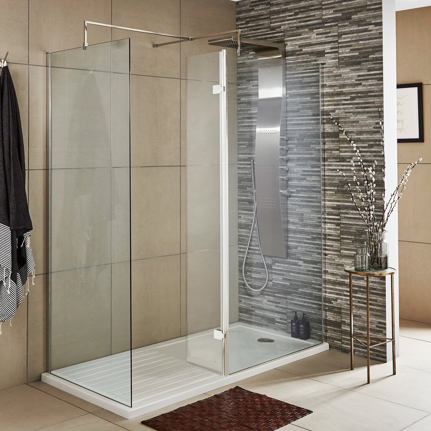 Hudson Reed Frameless Wetroom Swing Screen 300mm