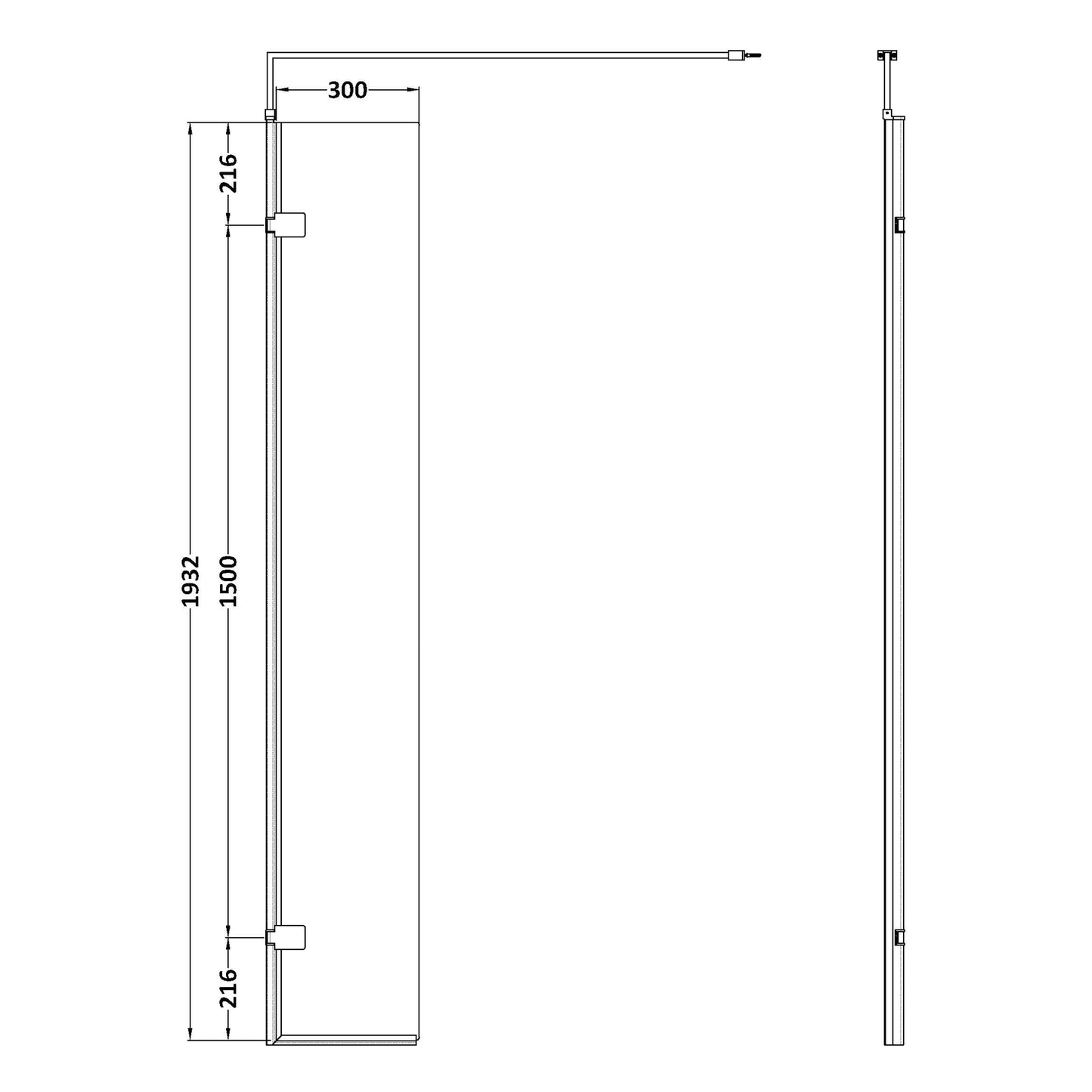 Hudson Reed Frameless Wetroom Swing Screen 300mm