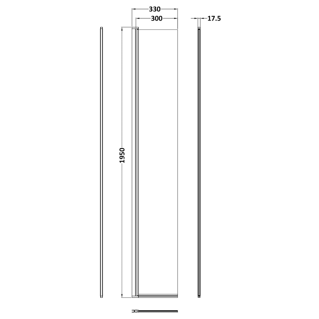 Hudson Reed Frameless Wetroom Hinged Flipper Screen 300mm