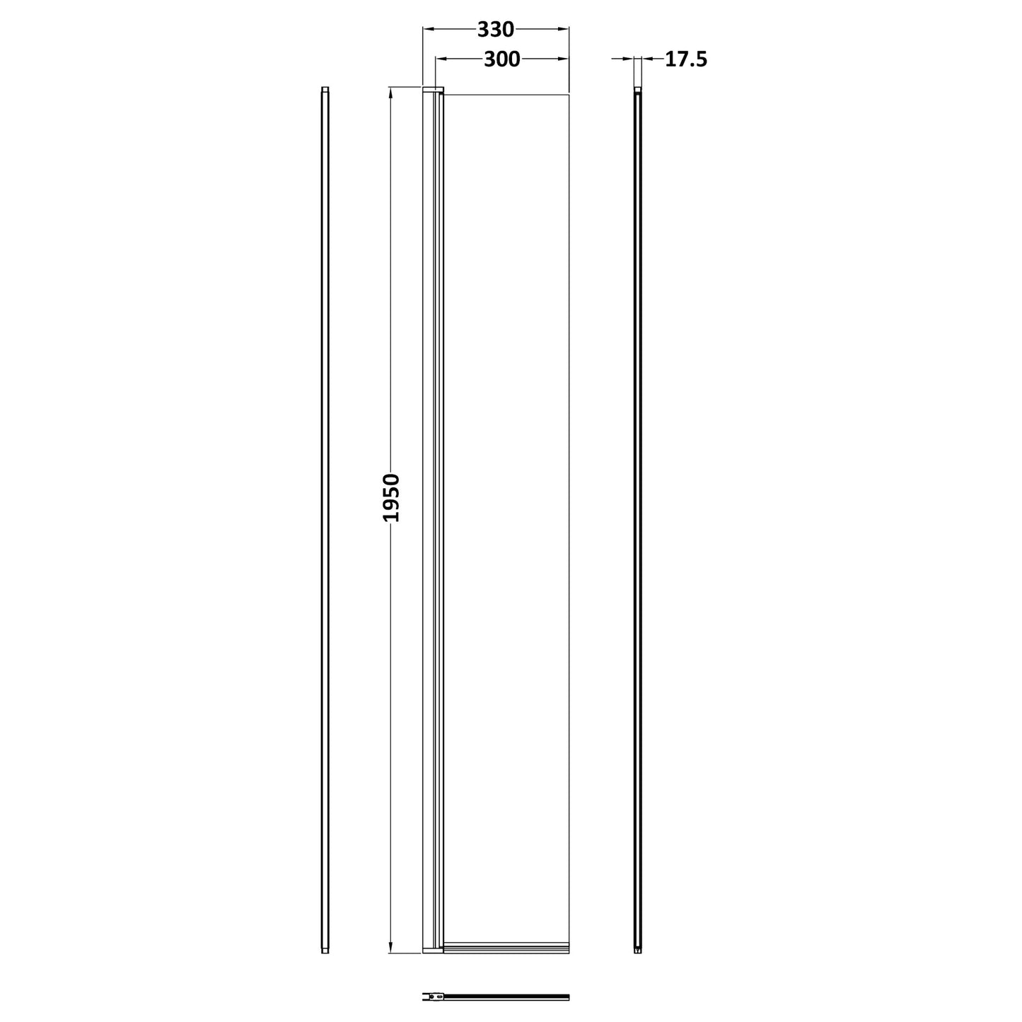 Hudson Reed Frameless Wetroom Hinged Flipper Screen 300mm