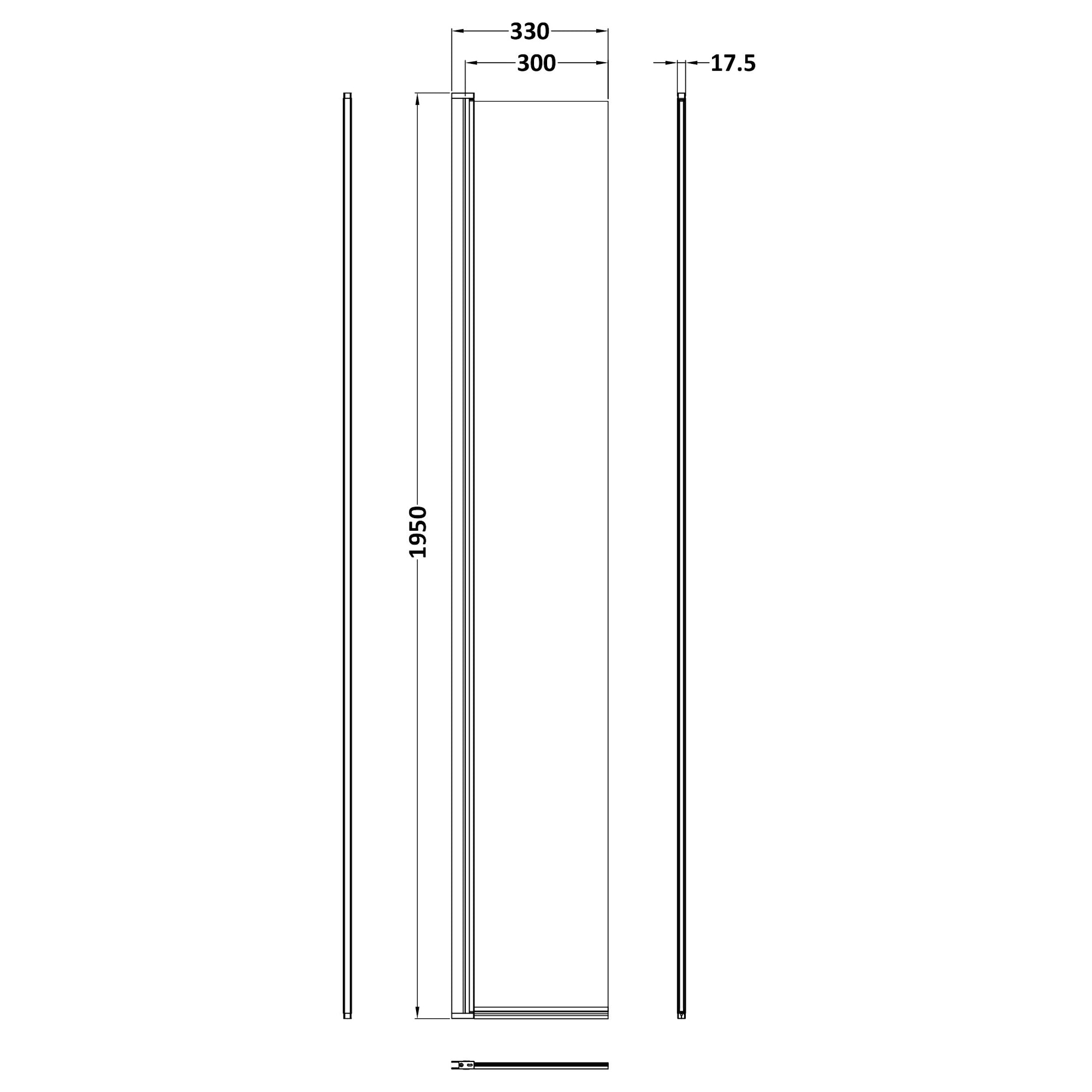 Hudson Reed Frameless Wetroom Hinged Flipper Screen 300mm