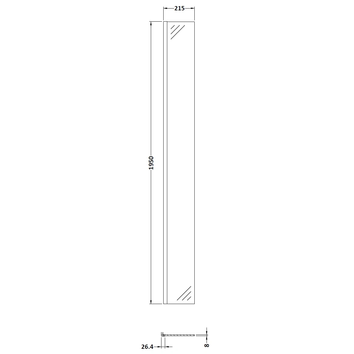 Hudson Reed Frameless Wetroom Return Screen 215mm