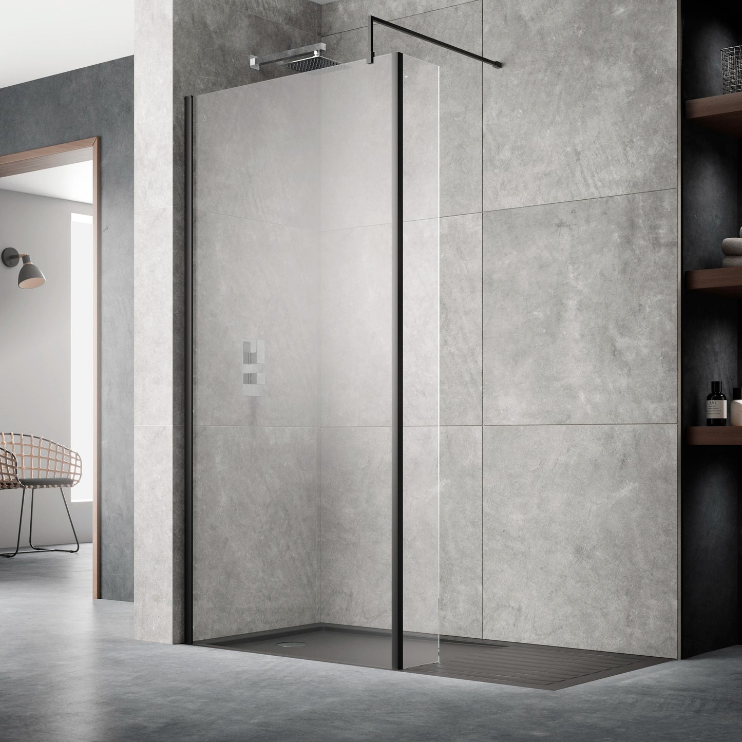 Hudson Reed Frameless Wetroom Screen with Support Bar