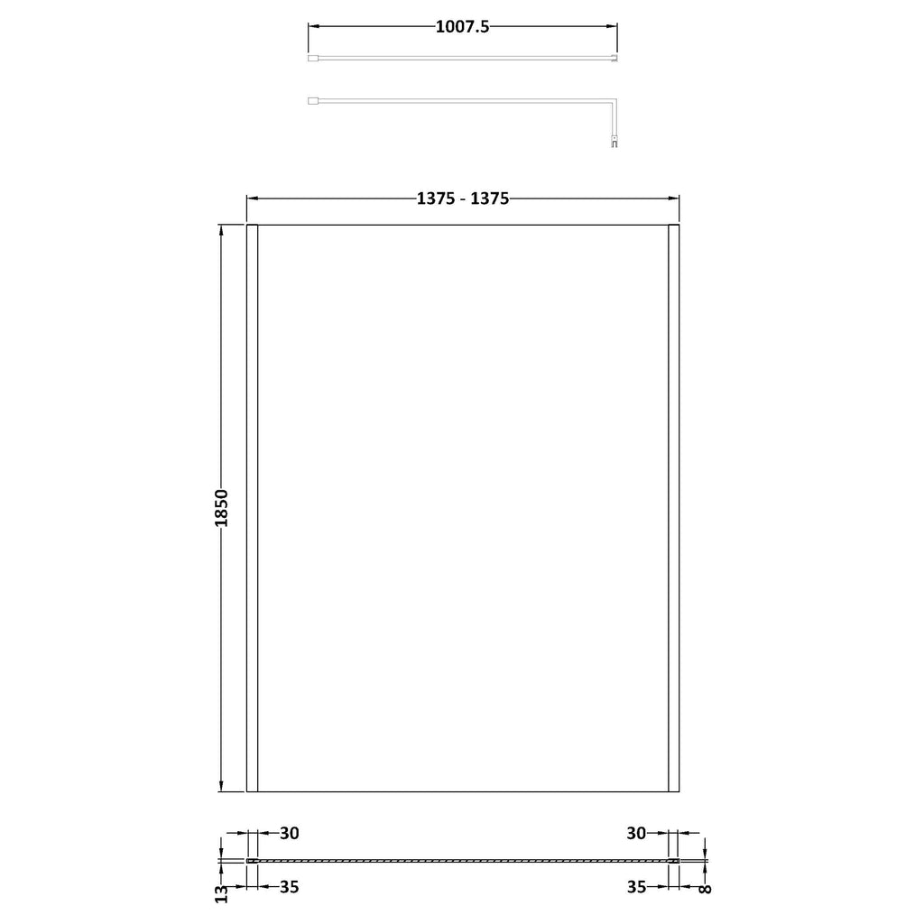 Nuie Outer Framed Wetroom Screen with Support Bar