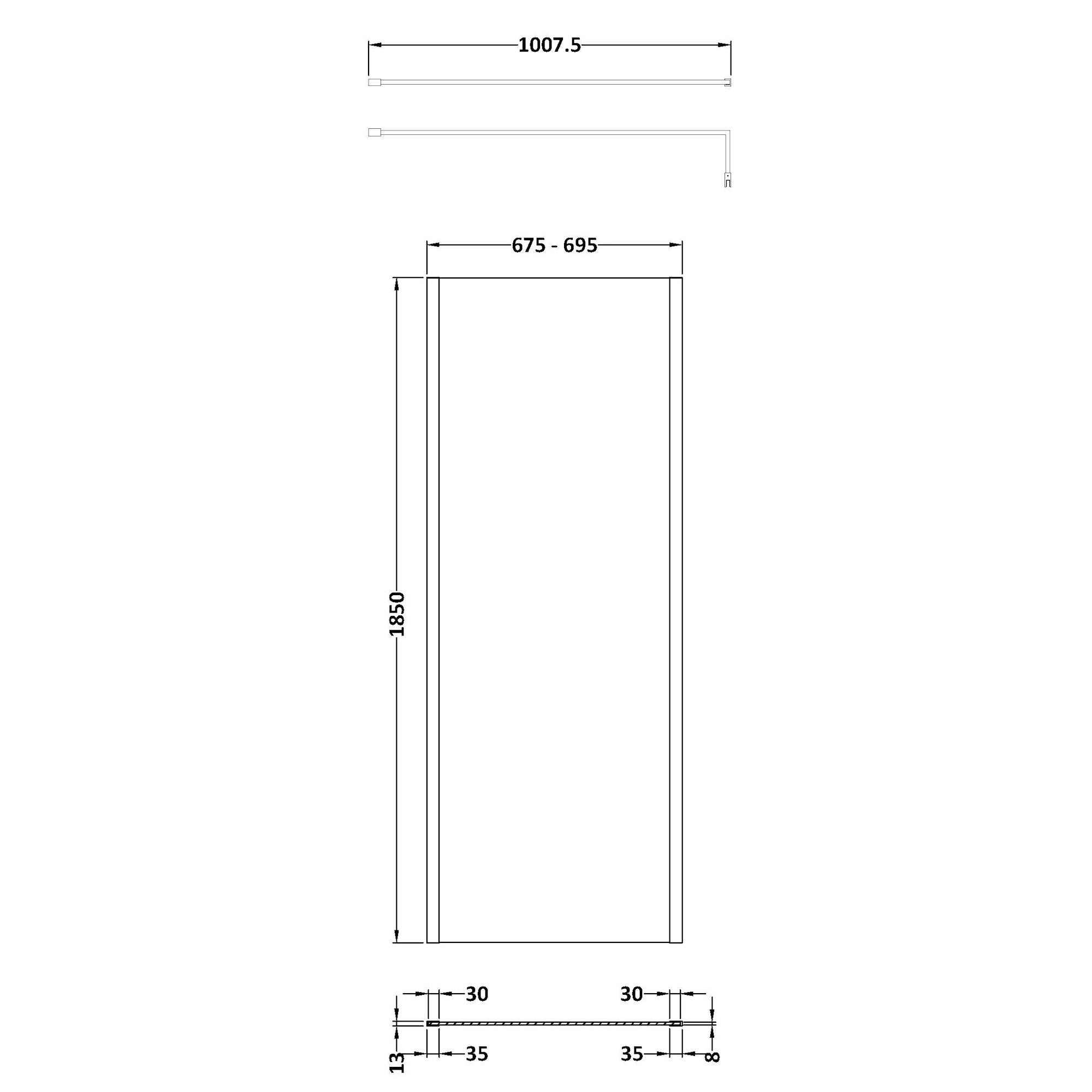 Nuie Outer Framed Wetroom Screen with Support Bar