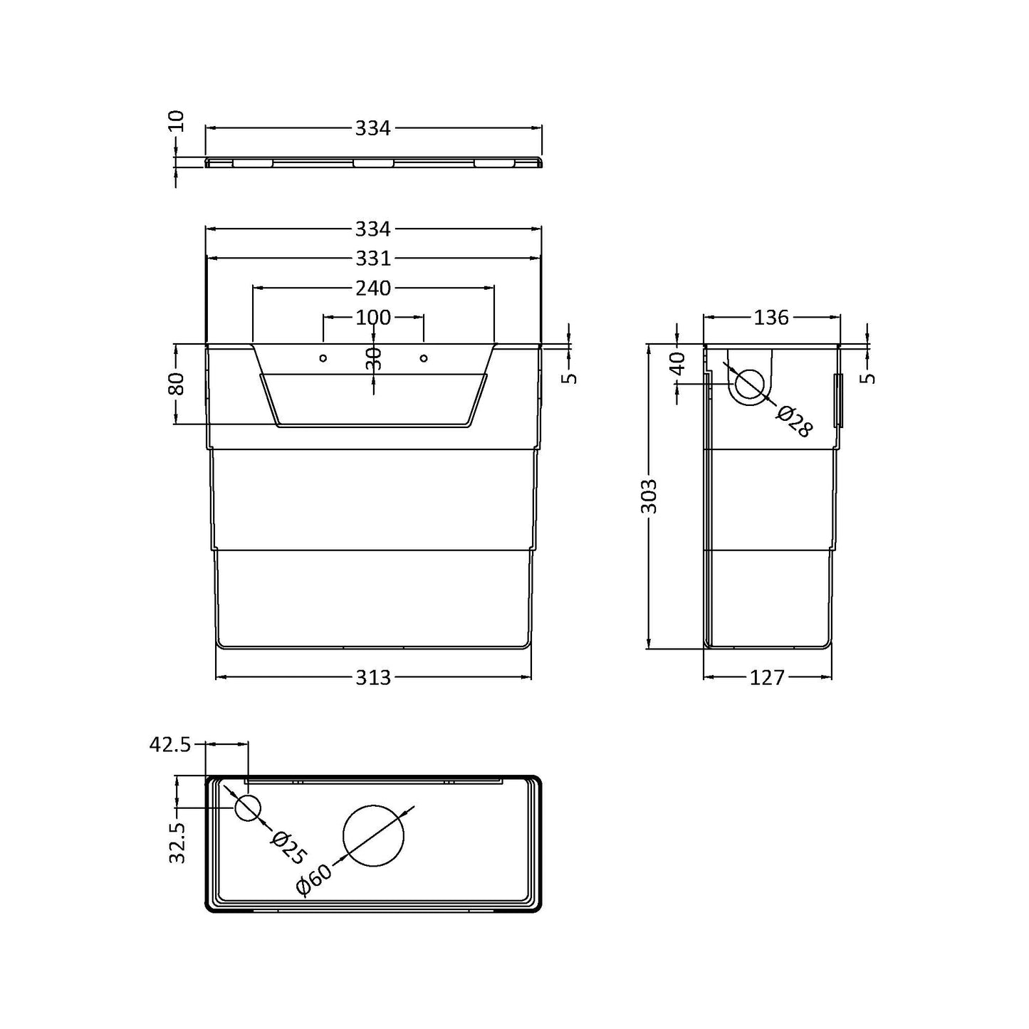 Concealed Nuie Dual Flush WC Toilet Cistern