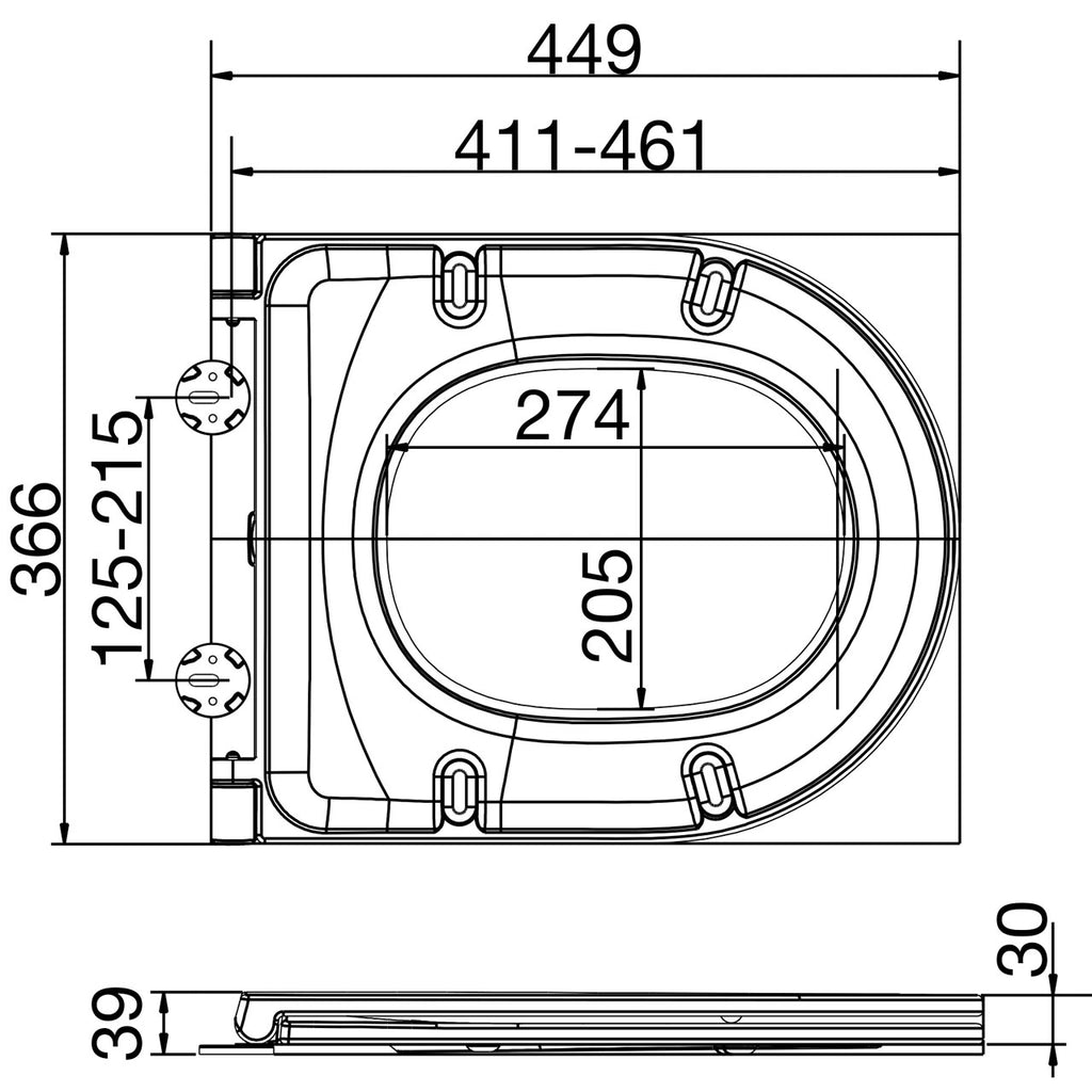 Middle D Slim Euroshowers Toilet Seat