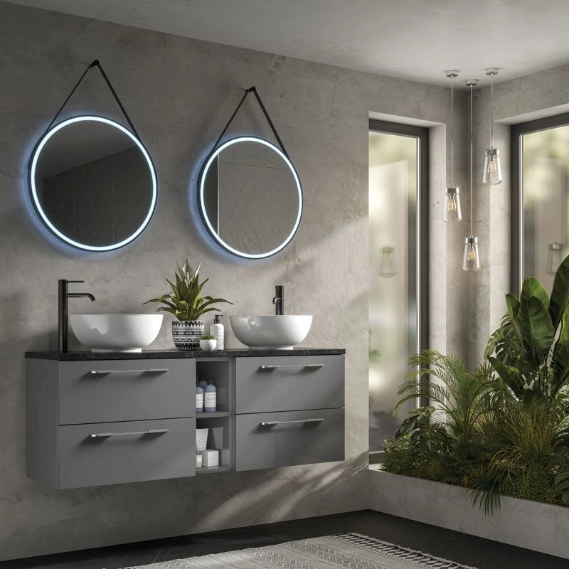 Solstice LED Round Bathroom Mirror With Strap